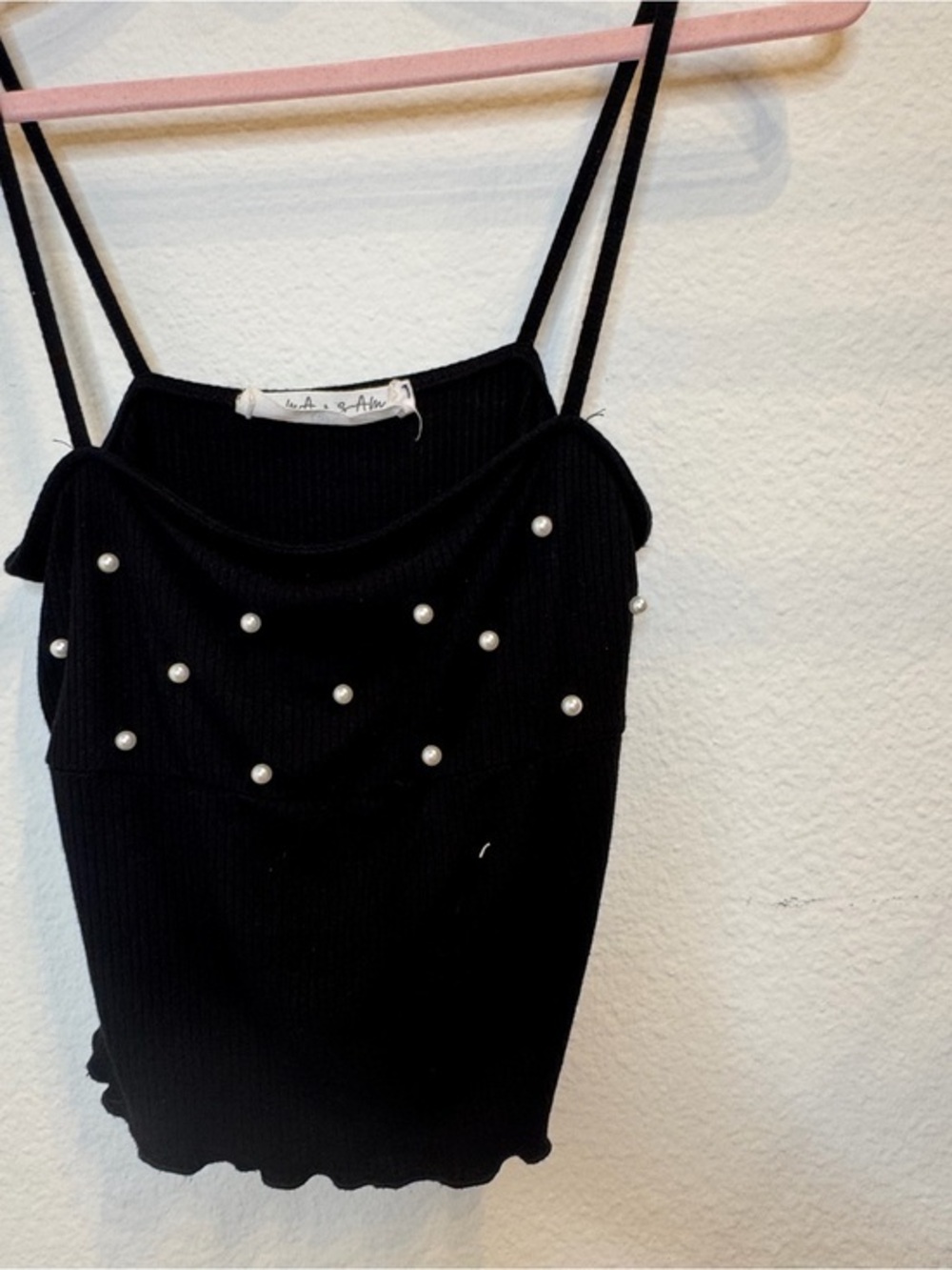 LF Black Pearl-Accent Ribbed Cami